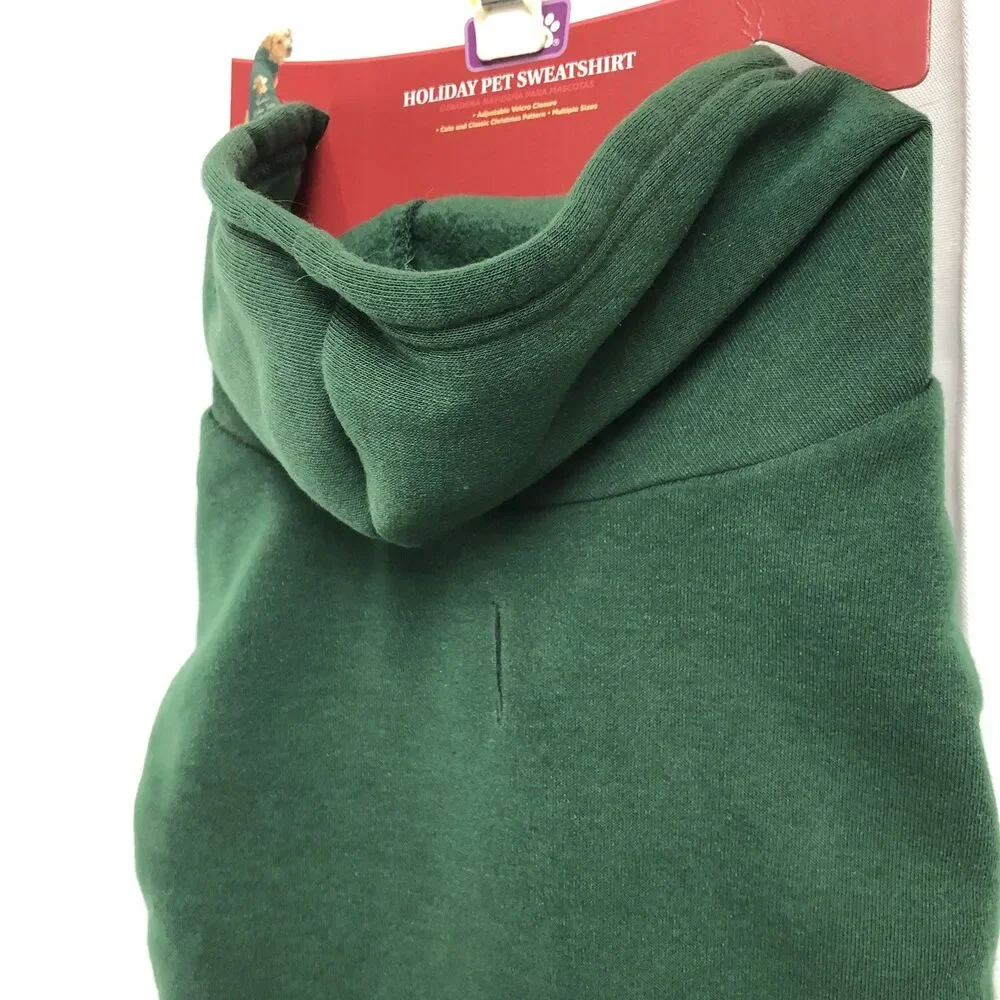 Santas Cookie Tester Holiday Pet Sweatshirt Large Green & Red Hoodie New w/ Tags